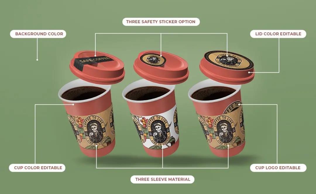 咖啡杯&杯套品牌设计效果图样机 Coffee Cup Sleeve Mockup